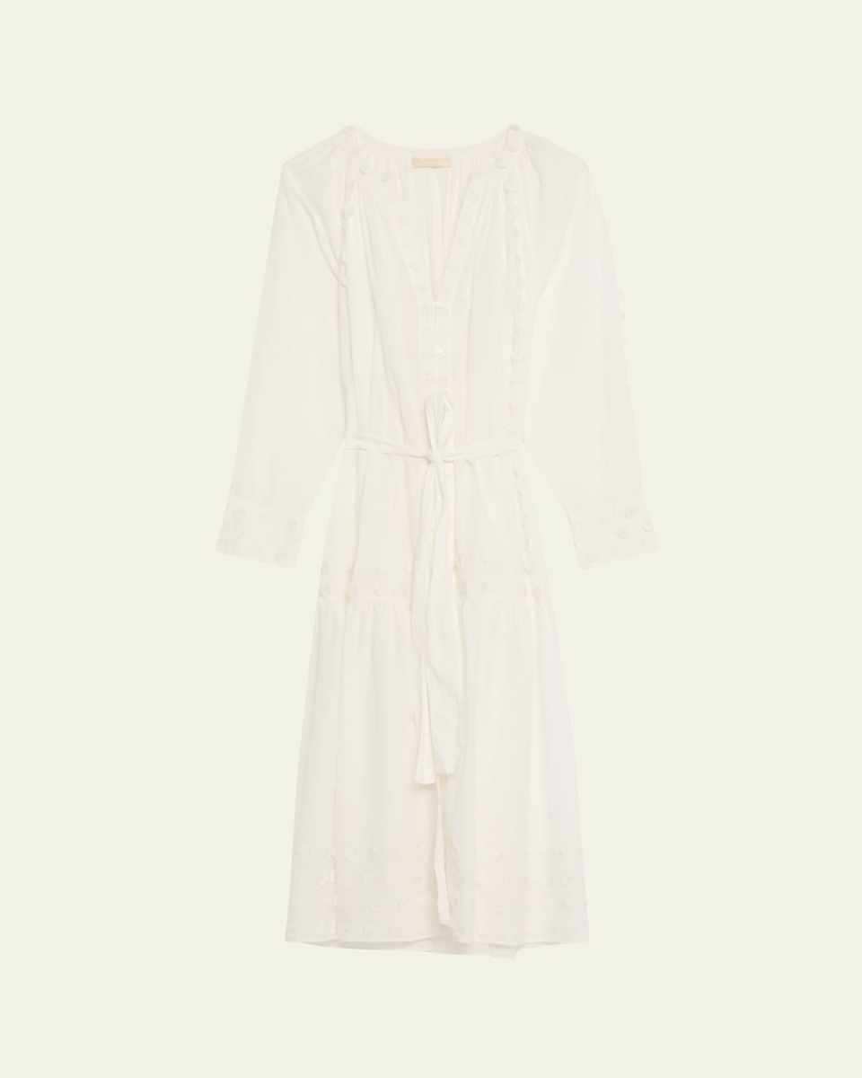 Emera Long-Sleeve Shirtdress Coverup